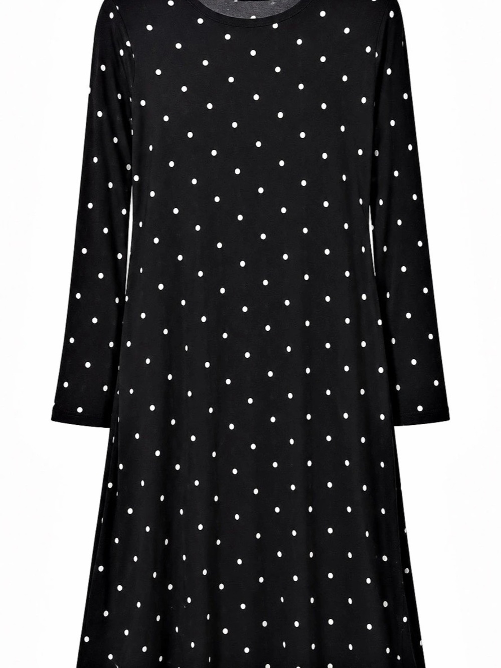 Old Navy Long-Sleeve Jersey-Knit Swing Dress Polka Dot Black & White XL